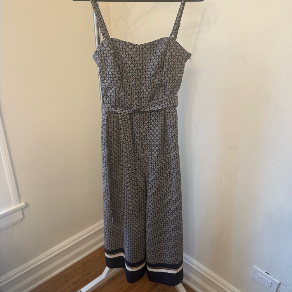 Unique Navy and White Geometric Jumpsuit